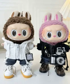For 17cm Labubu Doll Clothing Accessories Clothes Zipper Sweater Camera Pack