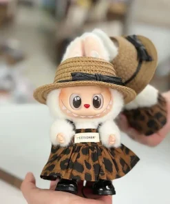 Mini Doll'S Clothes Outfit Accessories For 15-17cm Ropa Labubu and 10cm cotton doll Leopard print skirt hat shose Clothing