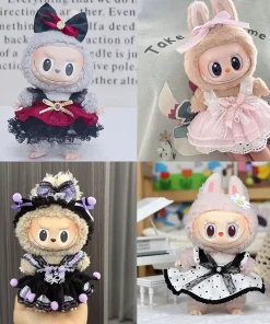 For 17cm Labubu V2 V1 Cartoon Purple Dress Cute Doll Clothes Outfit Accessories Idol Doll Clothing for Kid Gift Labubu Ropa