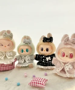17cm Cute Mini Plush Doll's Labubu Baby Clothes Sweet Pearl Noble Small Fragrant Skirt Set For Labubu Clothing DIY Girl Gifts