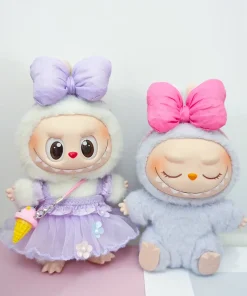 Labubu Doll Clothes Cute Large Bow Hairband Set 15/17cm Plush Doll'S Clothes Replacement Sitting Party Accessories
