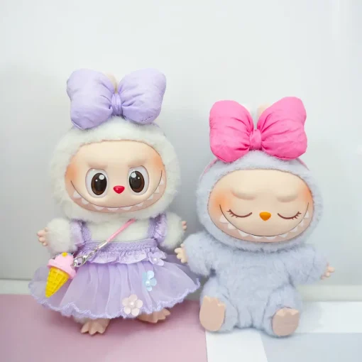 Labubu Doll Clothes Cute Large Bow Hairband Set 15/17cm Plush Doll'S Clothes Replacement Sitting Party Accessories