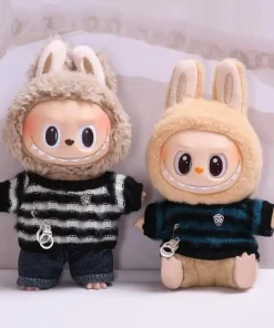 17cm Mini Plush Doll'S Clothes Outfit Accessories For Korea Kpop Exo Labubu Idol V1 V2 Striped Knitted Jeans Set Clothing Gift