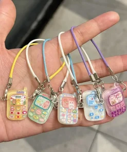 Dollhouse Mini Pendant Model Cartoon Cute Little Mini Mobile Phone Ornament for 15-17cm labubu Cartoon Pendant Sweet Couple Gift