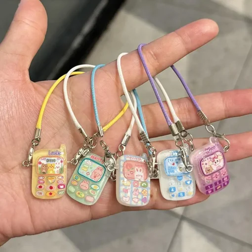 Dollhouse Mini Pendant Model Cartoon Cute Little Mini Mobile Phone Ornament for 15-17cm labubu Cartoon Pendant Sweet Couple Gift