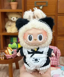 Labubu Plush  Clothes, 17cm Rubberized Clothes, Labubu Set, First  And Second Generation  Cat Little Maid Plush Clothes Set