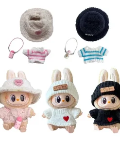 17cm Labubu I II Idol Dolls Cute Mini Plush Doll'S Clothes Korea Kpop Exo Idol Dolls Overalls Clothing DIY Accessories Gifts