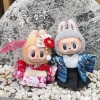 For 17cm Labubu Retro Style Outfit Small Painter Hat and Clothing Artistic Labubu Doll Clothes Set 2