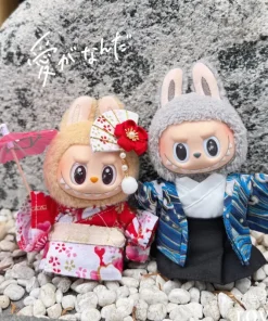 Japanese Style Doll Kimono Set for 15/17cm Labubu V1 V2 Dolls Decoration Clothes Accessories