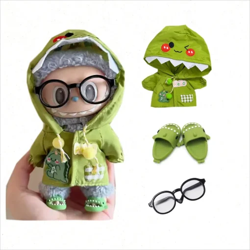 17cm Labubu Clothing Set Cute Animal Outdoor Raincoat Plush Doll Dress Up