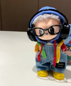Labubu Pendant Doll Clothes Black Label Denim Overhang Pants 17cm Labubu First And Second Generation Doll Clothes Cute Fashion