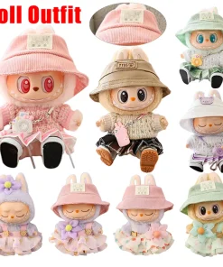 Labubu  Clothes Fashion Knitted Sweater Hat Skirt Set Outfit Accessories Cute Universal  Clothing for 17cm