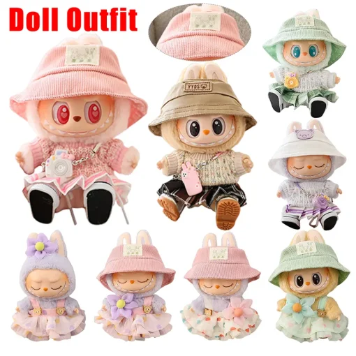 Labubu  Clothes Fashion Knitted Sweater Hat Skirt Set Outfit Accessories Cute Universal  Clothing for 17cm