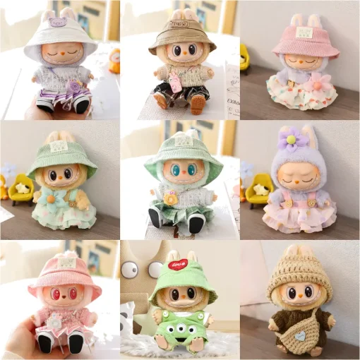 17cm Mini Doll's Clothes For Korea Kpop Exo Labubu V1 V2 Idol Dolls Cute Decoration Macaron Clothing Gift Outfit Accessories