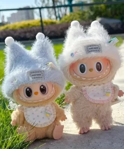 17cm Labubu Doll V1 V2 White Hat Beautiful Saliva Towel Change Clothes Tide Spot Goods Baby Clothes Hanging Accessories Gifts