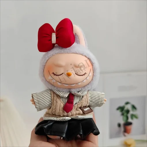 Doll'S Clothes Outfit Accessories For 15-17cm Labubu College style shirt sweet cool style leather skirt Camera shoes Clothing