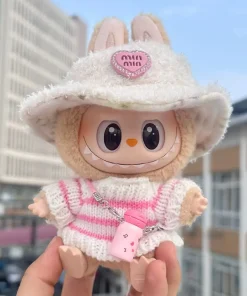 Fashion Sweater Outfit Accessories Sitting Party Pink White Striped Sweater Cup Clothing For Labubu V1 V2 Idol Cute Doll Clothes