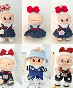 Denim Suspender-skirt/Overalls Suit For 15/17cm Ropa Labubu Doll Mini Clothes Set Fashion Design Tredny Style