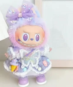 Only BClothes Labubu V3.0 Front High-Energy Vinyl Plush Blind Box Pendant Lucky Purple Butterfly Fairy Baby Clothes Skirt