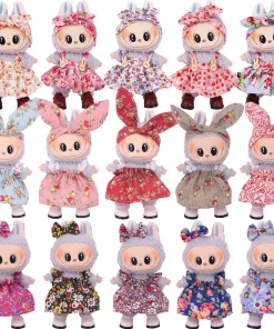 Doll Clothes Dress Cute Floral Print for 15-17cm Labubu Doll Accessories Glasses Idol Star Plush Stuffed Toys,Birthday Present