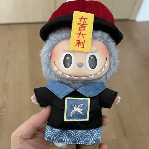 New Labubu Clothes 17cm Pendant Labubu Doll Clothes Cute And Auspicious Zombie Taoist Costume Chinese Style Cute Set