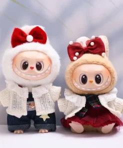 Only Clothes Labubu Doll Clothes 2025 New Style Woolen Cardigan Red Skirt Set Fashionable And Cute Vinyl Doll Clothes Change