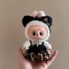 For 15-17cm Labubu 10cm Cotton Doll Leopard Print Lace Suspender Headband Set Clothing Mini Doll'S Clothes Outfit Accessories