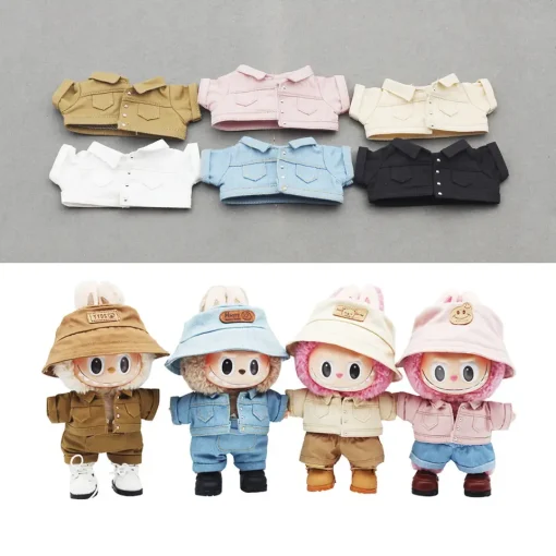 15/17cm Labubu Doll Accessories Denim Jacket and Coat Suit Clothes Set