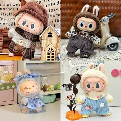 17cm labubu V1 V2 sit sit party plush doll fashion clothing DIY clothes accessories cute kids gifts